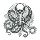 Tentacle with davy jone's key on its tip tattoo design idea