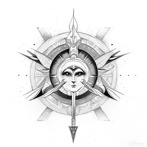 Sword Sun Moon Wings Eye Triangel Mind Body Soul tattoo design idea