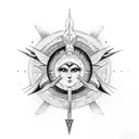 Sword Sun Moon Wings Eye Triangel Mind Body Soul tattoo design idea