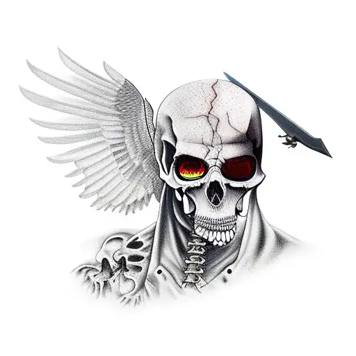 Grim Reaper cutting head off of hawk tattoo design idea
