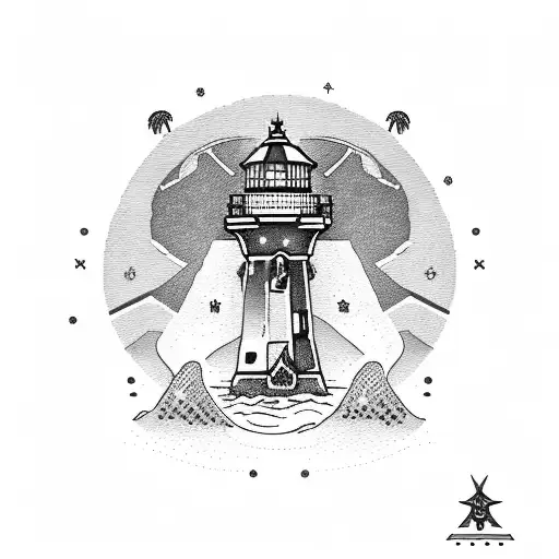 ace of spades with a lighthouse, Douglas fir, cherry blossom. cowboy, and palm tree  tattoo design idea