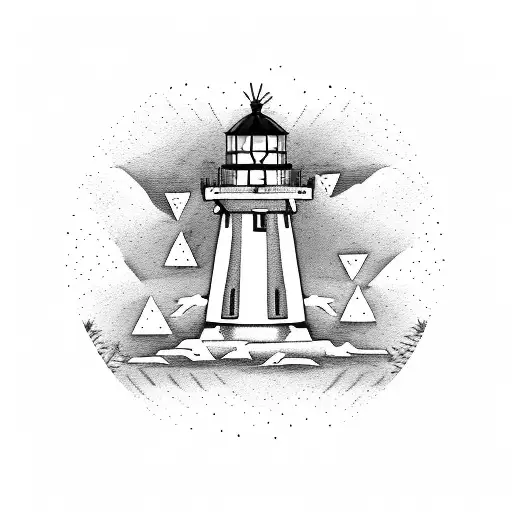 shape of a spade (card suit), with a lighthouse, Douglas fir, cherry blossom. cowboy, and palm tree  tattoo design idea