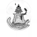 ace of spades with a lighthouse, Douglas fir, cherry blossom. cowboy, and palm tree  tattoo design idea