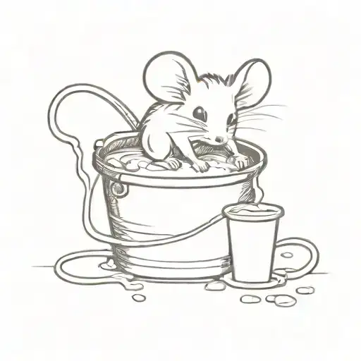 mouse who crawls out of a bucket of cream (the tiny mouse is exhausted and wet) tattoo design idea