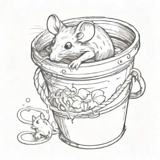 mouse who crawls out of a bucket of cream (the tiny mouse is exhausted and wet) tattoo design idea