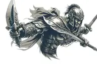 warrior wielding a sword tattoo design idea