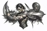 warrior wielding a sword tattoo design idea