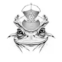 frog with wizard hat tattoo design idea