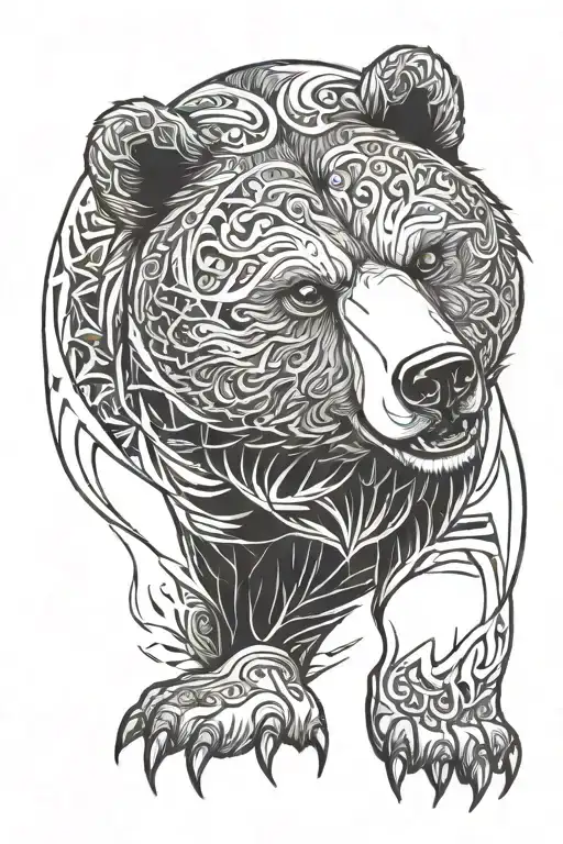 furious bear  tattoo design idea