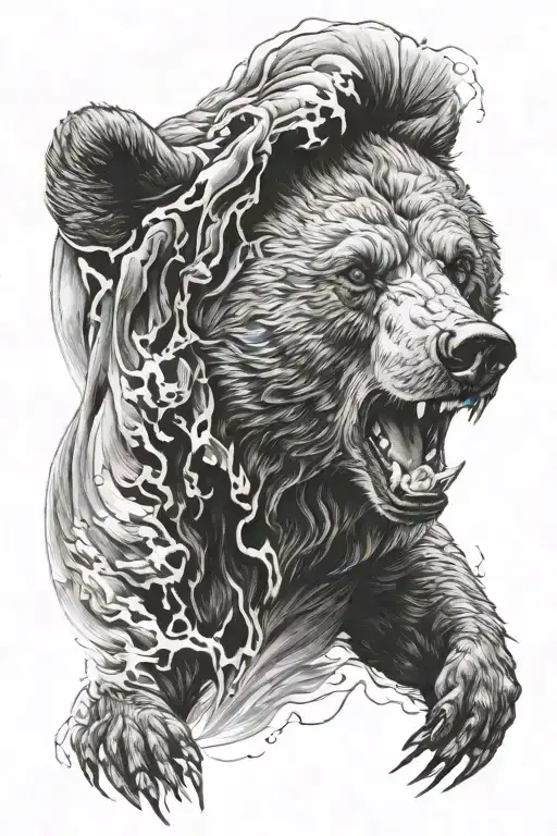 furious bear tattoo design idea