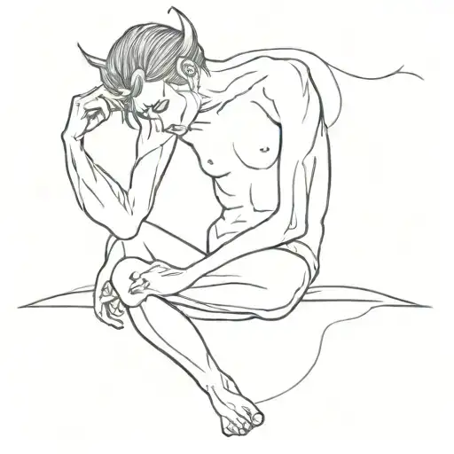 loneliness after relationship demon tattoo design idea