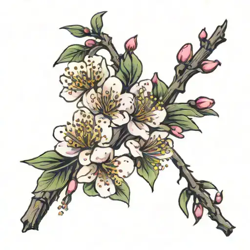 plum blossom branch tattoo design idea