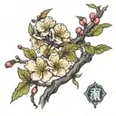 plum blossom branch tattoo design idea