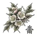 plum blossom branch tattoo design idea