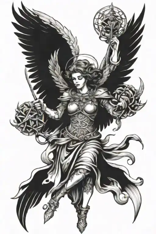 Avenging angel tattoo design idea