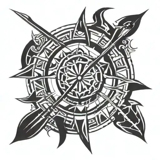 archery inside sun tattoo tattoo design idea