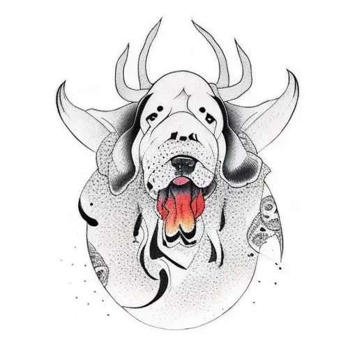 hunter with hunting dog classic painting tattoo design idea