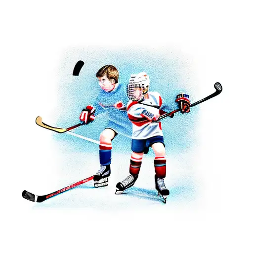young boys playing hockey tattoo design idea