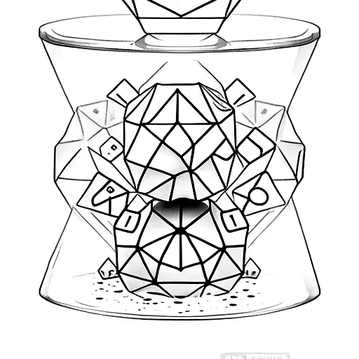 I want two dice on which an hourglass will be depicted, one will be empty and the other full, make the whole thing into tattoo design idea