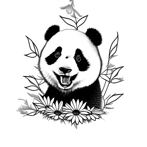 tattoo baby panda and sit on daisieflower tattoo design idea