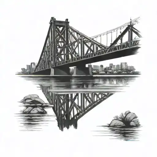 broadway bridge in north little rock arkansas over the arkansas river with little rock arkansas in the backdrop tattoo design idea