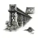 broadway bridge in north little rock arkansas over the arkansas river with little rock arkansas in the backdrop tattoo design idea