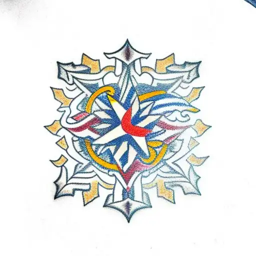 colombian flag plus snowflake tattoo design idea