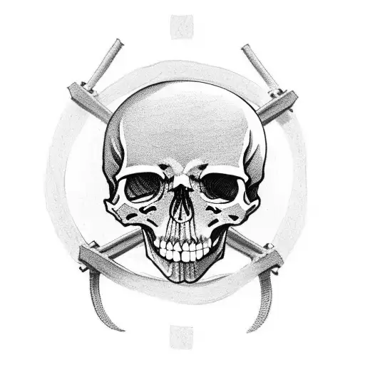Incorporate the Death tarot card imagery with a skull and crossbones, symbolizing break up betrayal, in a black-grey style tattoo design idea