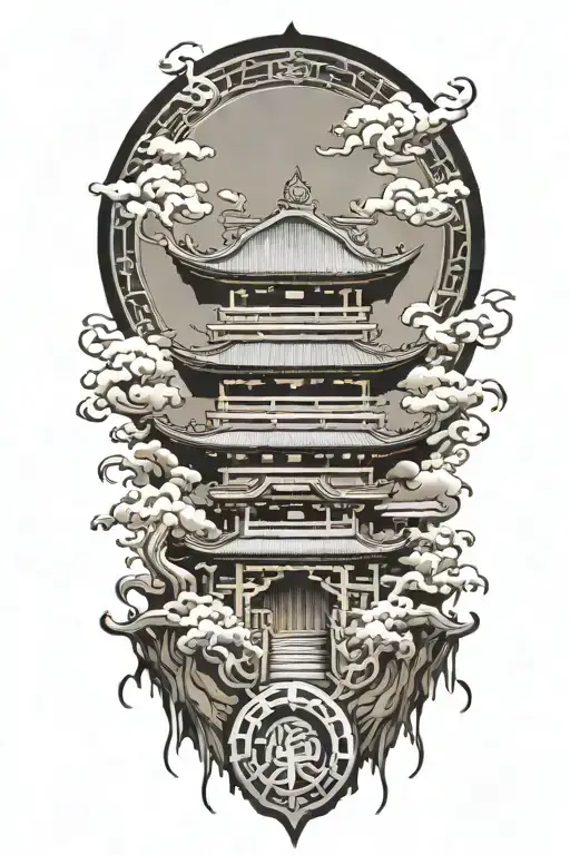 japanese temple gate tattoo design idea
