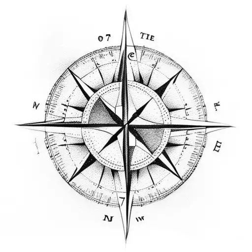 Compass, number 777, small flowers to side tattoo design idea