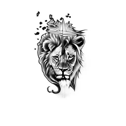jesus and a lion tattoo design idea