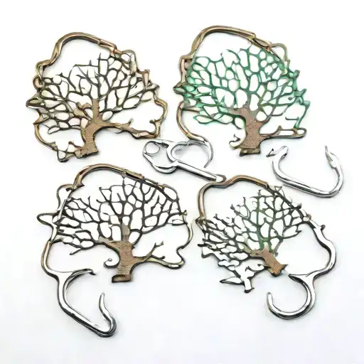 tree environmental hunting fishing hooks tattoo design idea