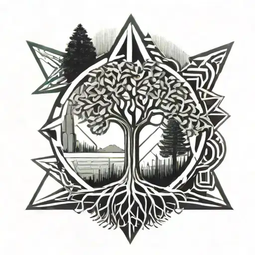 tree environmental engineering symbol tattoo design idea
