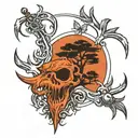 tree environmental hunting fishing hooks tattoo design idea