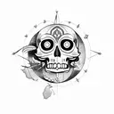 Crow, moon, skull  tattoo design idea