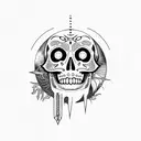 Crow, moon, skull  tattoo design idea