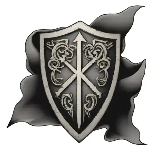 amor fati fineline tattoo with germanic sheild interwined tattoo design idea