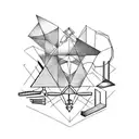 geometry with Farming tools tattoo design idea