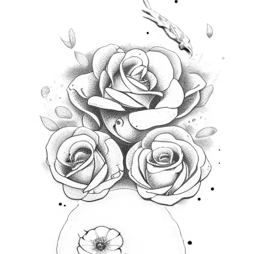 bread+scull+flowers tattoo design idea