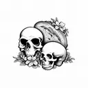 bread+scull+flowers+bread tattoo design idea