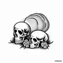 bread+scull+flowers+bread tattoo design idea