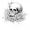 bread+scull+flowers+bread tattoo design idea