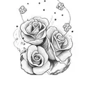bread+scull+flowers tattoo design idea