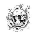 bread+scull+flowers tattoo design idea