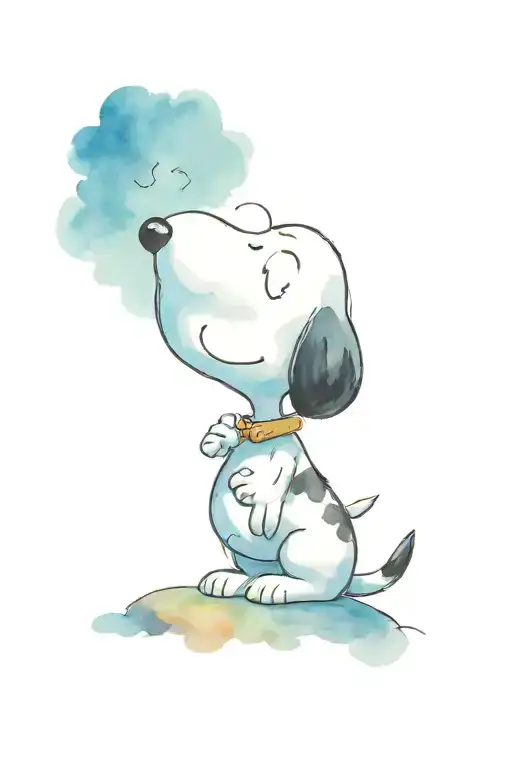 snoopy looking at sky with clouds  tattoo design idea