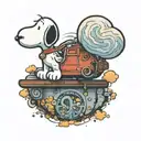 snoopy with Becky hovering over it  tattoo design idea