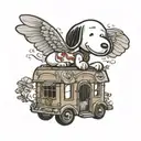 snoopy with Becky hovering over it  tattoo design idea
