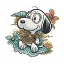 snoopy with Becky hovering over it  tattoo design idea