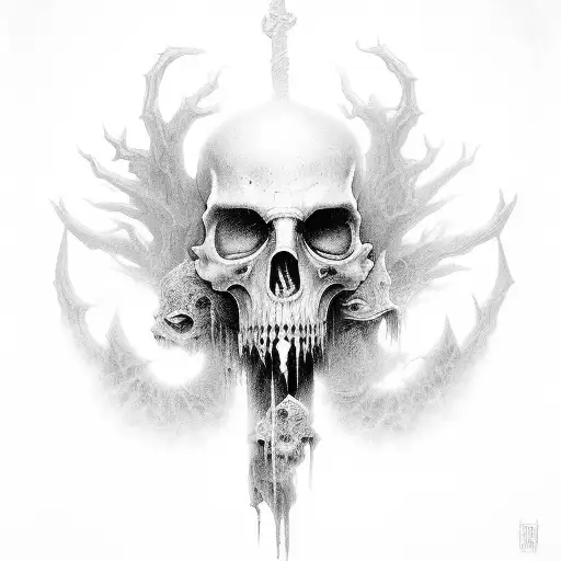 A hauntingly beautiful scene from Blasphemous with a dark and mysterious atmosphere tattoo design idea