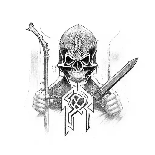 A sketch-style tattoo featuring the iconic weapon from Blasphemous tattoo design idea